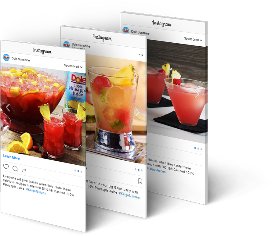 Dole King of Juices Instagram recipe posts