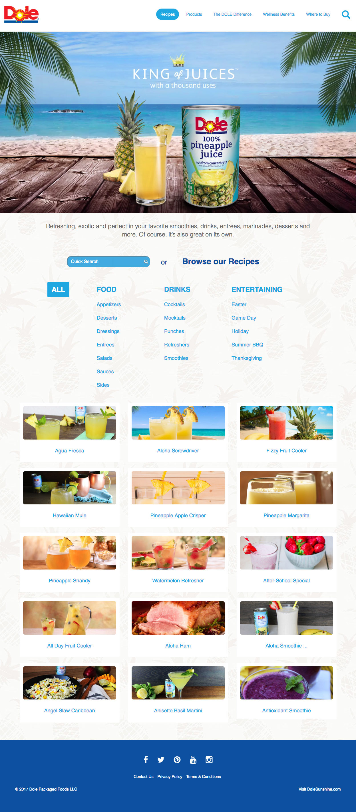Dole King of Juices website